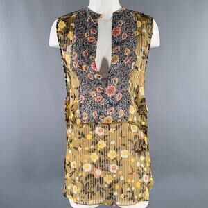 ISABEL MARANT Size 2 Multi Color Silk Floral Sleeveless Casual Top